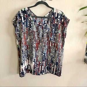 Anthropologie geometric sleeveless blouse, medium